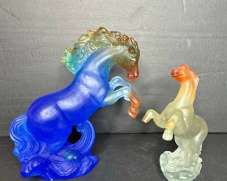 Frosted Glass Horse Figurines