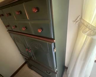 Tall green dresser $175.00.    35x16x56. 