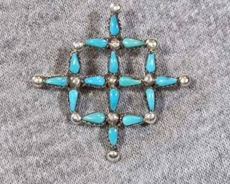 ZUNI Petit Point Sterling Silver Pendant Pin