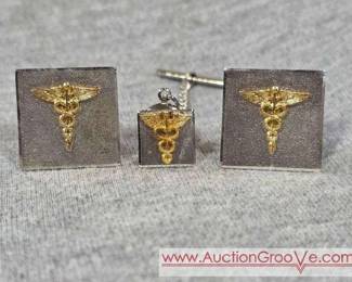 Sterling Silver Caduceus Cufflinks