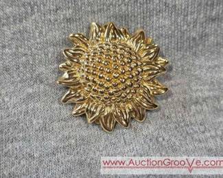 14K Gold Sunflower Pin