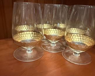 Fitz & Floyd Hammered Gold Wine Glasses (Set of 6)