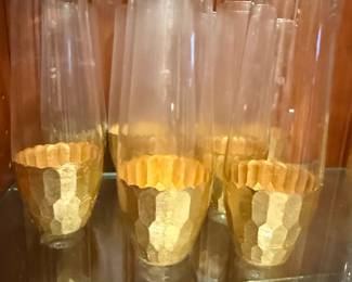 Gold Faceted Stemless Champagne Flutes