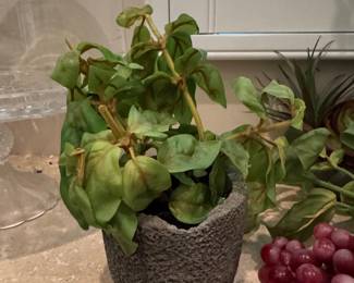 Artificial Potted Plant with Textured Pot - Faux Herbs