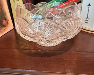Cut Crystal Footed Bowl with Scalloped Rim