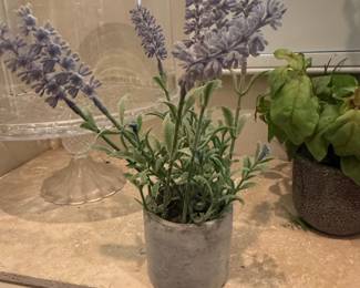 Artificial Lavender Plant in Cement Pot
