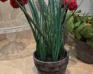 Artificial Allium Flower Arrangement in Textured Pot
