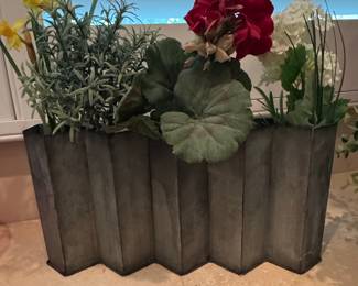 Faux Floral Arrangement in Accordion Planter