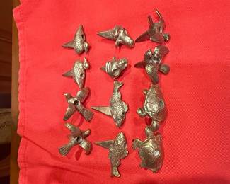 Set of 11 Reed & Barton Pewter Animal Birthday Cake Candle Holders