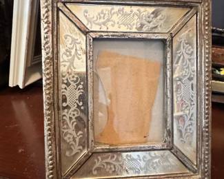 Vintage Etched Silver Tone Picture Frame with Scrolling Floral Motifs