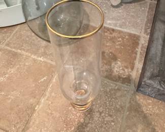 Gold Rimmed Glass Hurricane Candle Holder