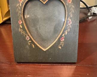 Hand-Painted Floral Heart Photo Frame