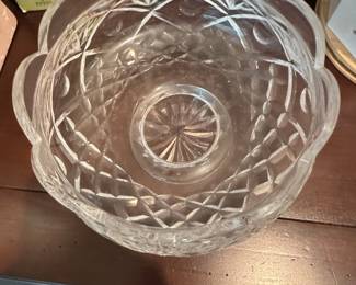 Cut Crystal Footed Bowl with Scalloped Rim