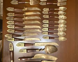 Siam Bronze and Rosewood Flatware Set