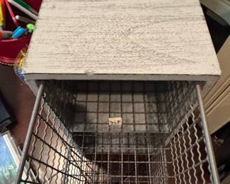 Distressed Wood and Wire Storage Unit