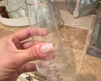 Gold Rimmed Glass Hurricane Candle Holder