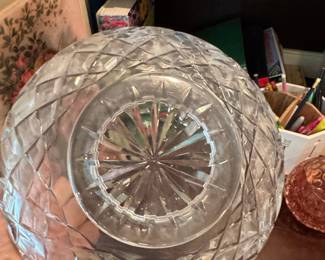 Cut Crystal Footed Bowl with Scalloped Rim