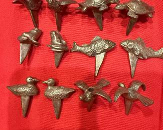 Set of 11 Reed & Barton Pewter Animal Birthday Cake Candle Holders