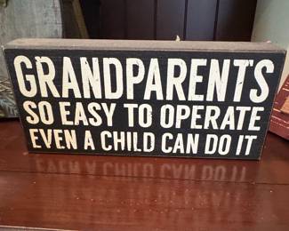 Primitives by Kathy Grandparents So Easy to Operate Even a Child Can Do It Wooden Sign