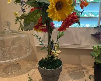 Artificial Sunflower and Dahlia Floral Topiary Tree