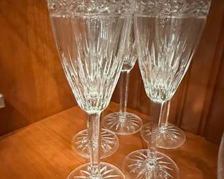 Waterford Crystal "Laurel" Pattern Flute Glasses (Set of 4)