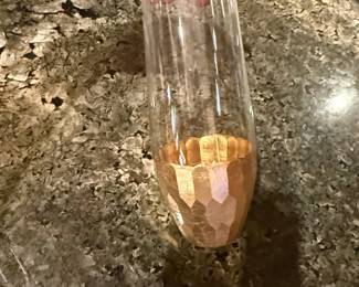 Gold Faceted Stemless Champagne Flutes