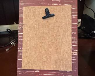 Distressed Wood and Burlap Clip Frame