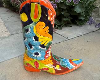 Talavera Ceramic Cowboy Boot Planter
