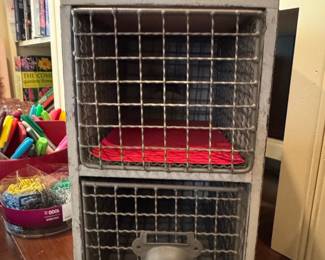 Distressed Wood and Wire Storage Unit