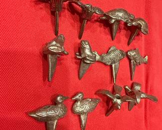 Set of 11 Reed & Barton Pewter Animal Birthday Cake Candle Holders