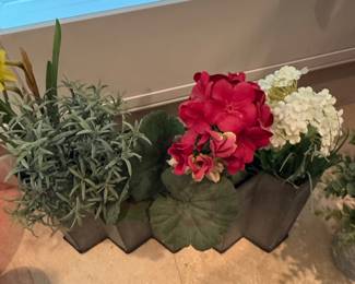 Faux Floral Arrangement in Accordion Planter