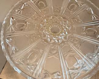 Anchor Hocking Wexford Pattern Glass Cake Stand with Dome