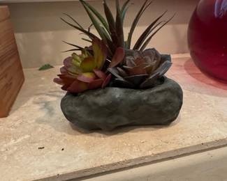Artificial Succulent Arrangement in Stone-Like Pot