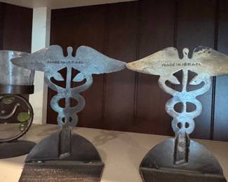 Vintage Caduceus Bookends - Made in Israel