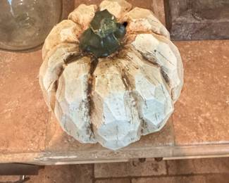 Carved Wood Pumpkin Decor