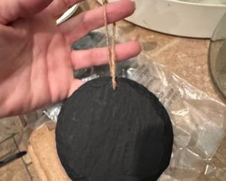 Natural Slate Ornaments with Twine Hanger