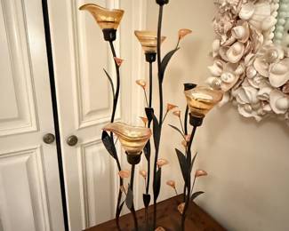 Amber Calla Lily Taper Candle Holder Candelabra