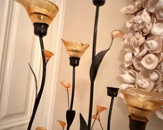 Amber Calla Lily Taper Candle Holder Candelabra