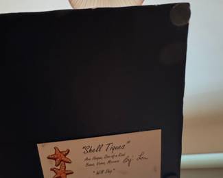 Shell Tiques "Will Ship" Black and White Striped Seashell & Coral Decorative Box