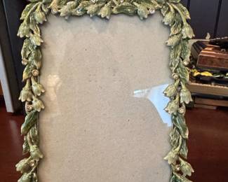 Ornate Enameled Rhinestone Floral Picture Frame