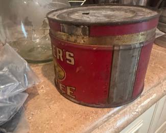 Vintage Folgers Coffee Tin - 1 lb. - Sailing Ships Design