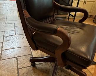 Executive Leather Office Chair with Nailhead Trim