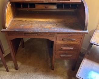 Oak roll top desk. 