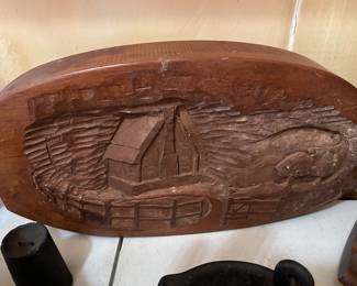 Carved wooden scene. 