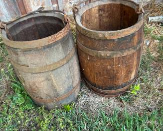 Wooden buckets.