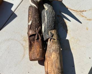 Carved woodpeckers.