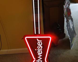 Vintage Neon Budweiser Guitar