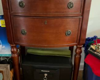 Vintage Cherry Demi-lune/Half-Moon Accent Chest; 2 deep drawers for storage. Perfect for entry way, hallway or foyer