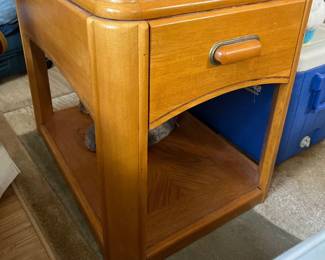 Solid Oak / Real Wood Grain; Deep Single Drawer and Bottom Shelf; Parquet Wood Inlay