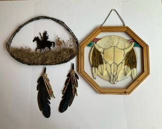 Cow Skull Stained Glass With Metal Art